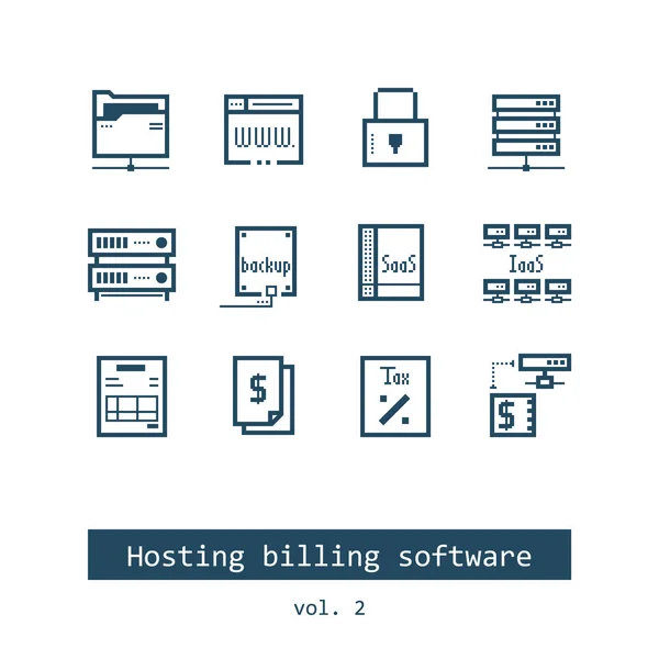 Hosting, rozliczeń ikony oprogramowania — Wektor stockowy