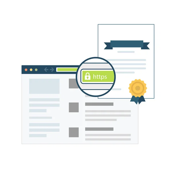 Certificado SSL no navegador —  Vetores de Stock