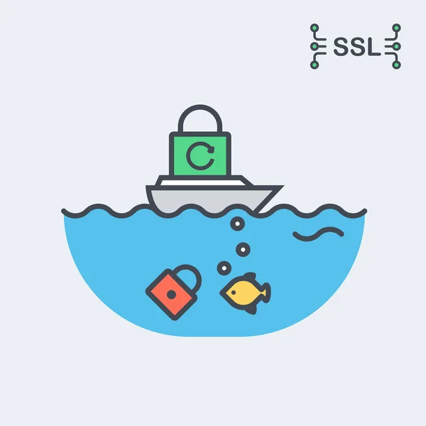 Illustrazione concettuale del certificato SSL o TLS — Vettoriale Stock