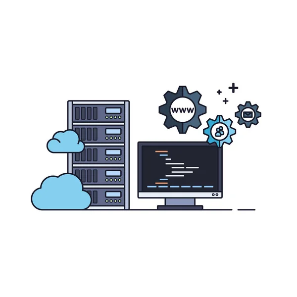Verwaltung von Cloud Hosting Service Vektorgrafiken