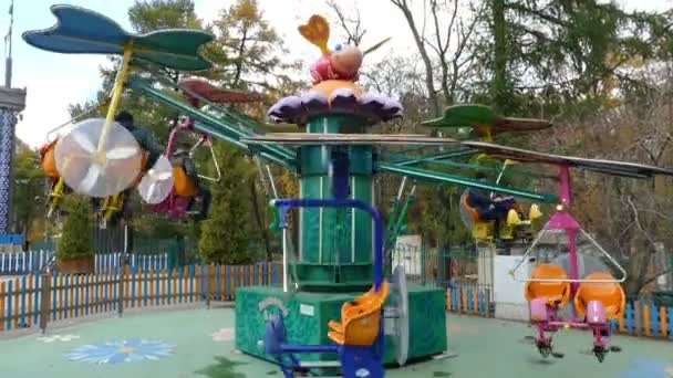 El Carrusel Giratorio en el Parque — Vídeo de stock