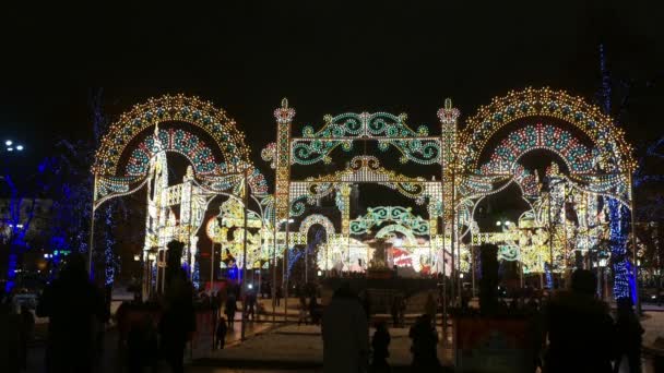 Luzes de rua de Natal em Moscou — Vídeo de Stock