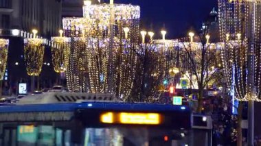 Gece Noel sokakta Moskova