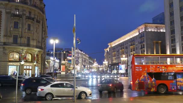 Christmas gata på natten i Moskva — Stockvideo