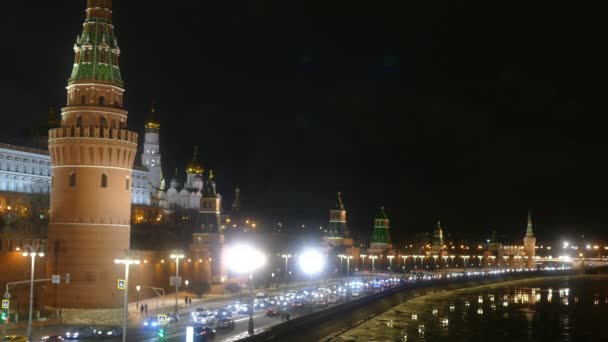 Moscow Kremlin in winter night — Stock Video