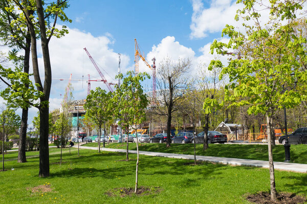 Реконструкция московского стадиона "Динамо", краны
