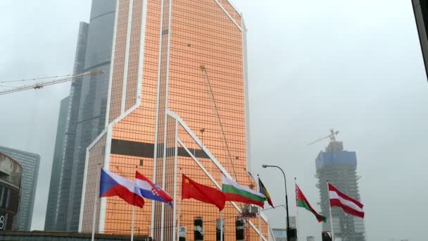 Moscovo Cidade e bandeiras — Vídeo de Stock
