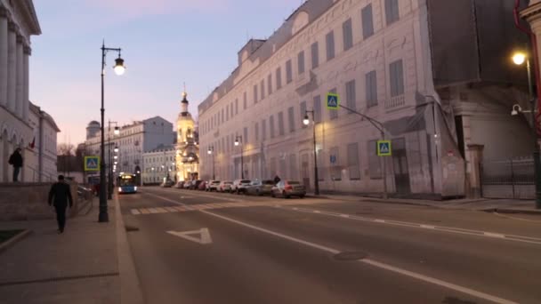 Moscovo rua noturna no centro da cidade — Vídeo de Stock