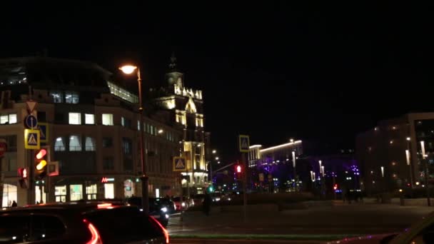 Večerní ulice Moscows v centru města — Stock video
