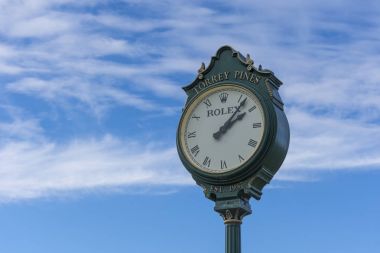 La Jolla, Kaliforniya, ABD - 6 Kasım 2017: İlk tee Torrey Pines golf sahasının San Diego yakınındaki ünlü Rolex saati.