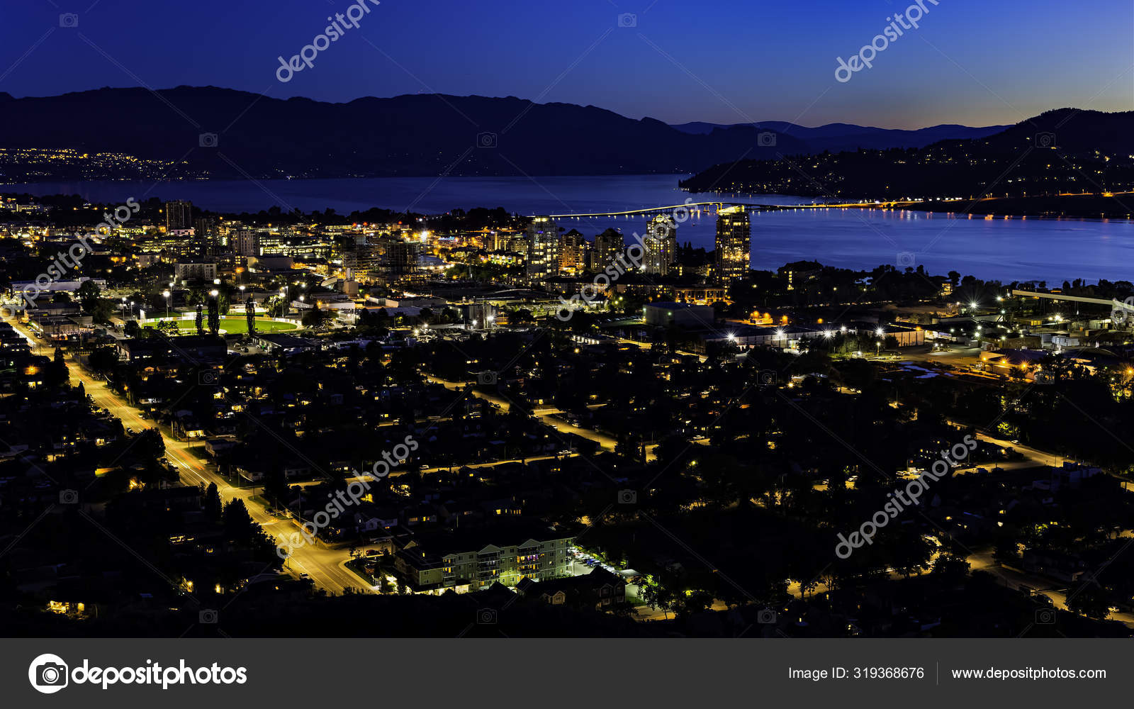 Kelowna British Columbia skyline and Okanagan Lake from Knox Mountain