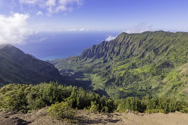 Pantai Na Pali dari Kalalau Lookout di Kokee State Park, Kauai, Hawaii, Amerika Serikat Stok Foto