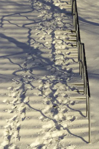 Schritte im Schnee die Treppe hinauf — Stockfoto