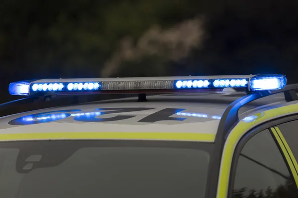 Blaulicht der schwedischen Polizei Stockfoto