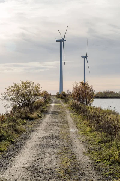 Wind Power Stations by Gravel Road