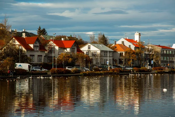 REYKJAVIK, ICELAND - OCTOBER 10, 2017: City of Reykjavik from above. Street of Reykjavik. Autumn in Iceland. Capital of Iceland. Royalty Free Stock Photos