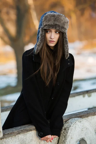 Winter Meisje Koud Weer Mooi Meisje Winter Buiten Vrouw Winter — Stockfoto