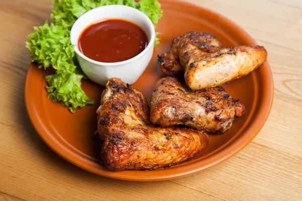 Sayap Ayam Panggang Hot Meat Dishes Ayam Panggang Wings Dengan — Stok Foto