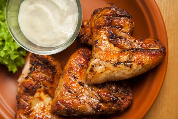 Sayap Ayam Panggang Hot Meat Dishes Ayam Panggang Wings Dengan — Stok Foto