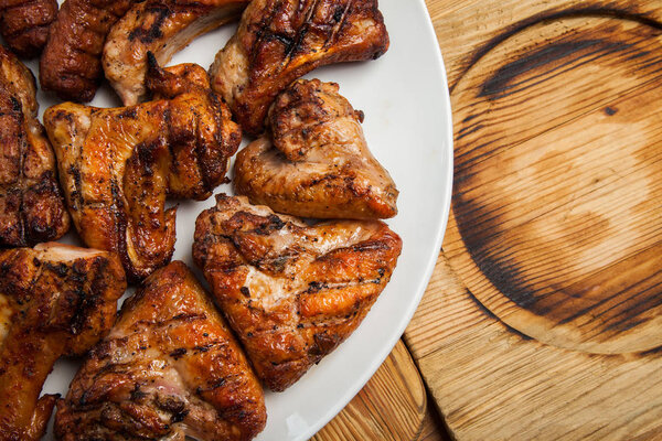 Mixed grilled meat platter. Assorted delicious grilled meat