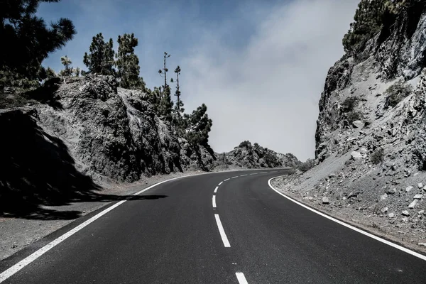 Hermosa Carretera Montaña Tenerife Concepto Viaje Por Carretera Viaje Coche —  Fotos de Stock