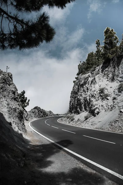 Hermosa Carretera Montaña Tenerife Concepto Viaje Por Carretera Viaje Coche —  Fotos de Stock