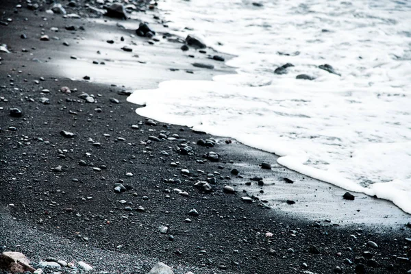 Black Sand Beach Tenerife Black Sand Volcanic Beach — Stock Photo, Image
