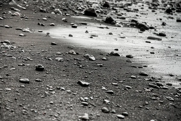 Schwarzer Sandstrand Auf Teneriffa Schwarzer Sand Vulkanischer Strand — Stockfoto