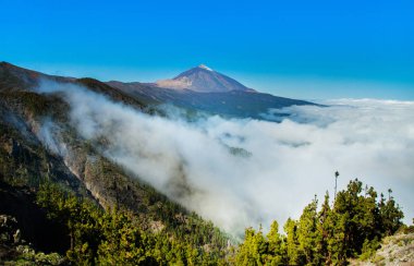 Volkan Teide ve lav sahne Teide Milli Parkı'nda, Teide Milli Parkı Tenerife, Kanarya Adaları, İspanya caldera Rocky volkanik manzara