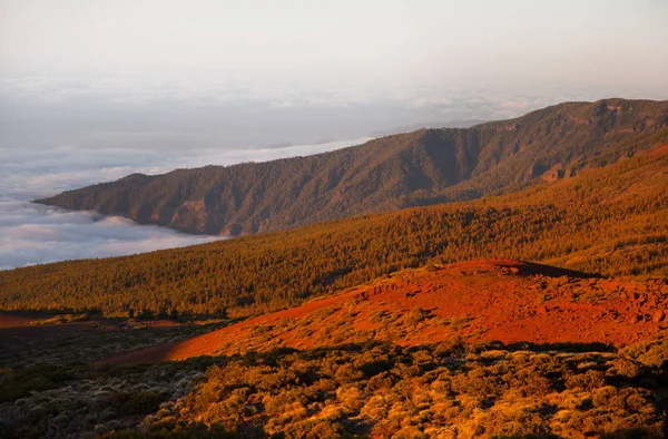 Zonsondergang Vulkaan Teide Tenerife Canarische Eiland Spanje — Stockfoto