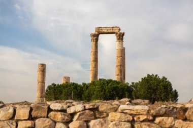 Ürdün 'ün başkenti Amman şehrinin havadan görünüşü. Amman 'ın Şehri.