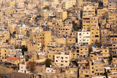 Ürdün 'ün başkenti Amman şehrinin havadan görünüşü. Amman 'ın Şehri.
