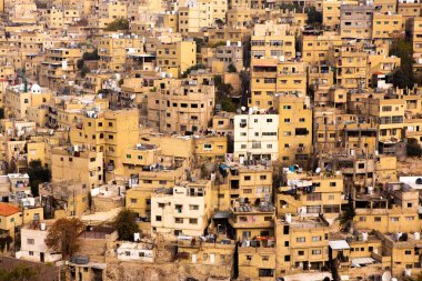 Ürdün 'ün başkenti Amman şehrinin havadan görünüşü. Amman 'ın Şehri.
