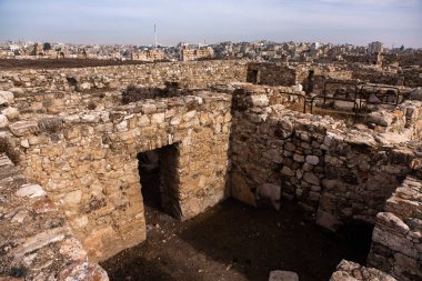 Ürdün 'ün başkenti Amman şehrinin havadan görünüşü. Amman 'ın Şehri.