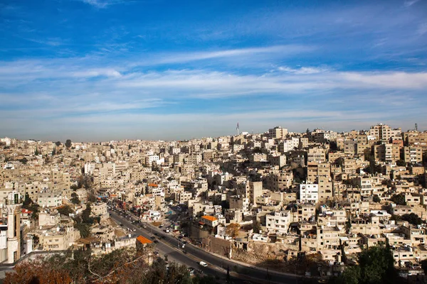从空中俯瞰约旦首都安曼市 安曼的城市景观 — 图库照片