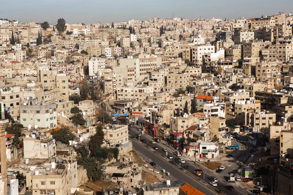从空中俯瞰约旦首都安曼市 安曼的城市景观 — 图库照片