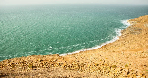 Άποψη Των Ακτών Της Νεκράς Θάλασσας Κατά Δύση Του Ηλίου — Φωτογραφία Αρχείου