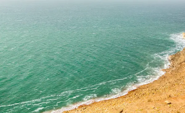 Άποψη Των Ακτών Της Νεκράς Θάλασσας Κατά Δύση Του Ηλίου — Φωτογραφία Αρχείου