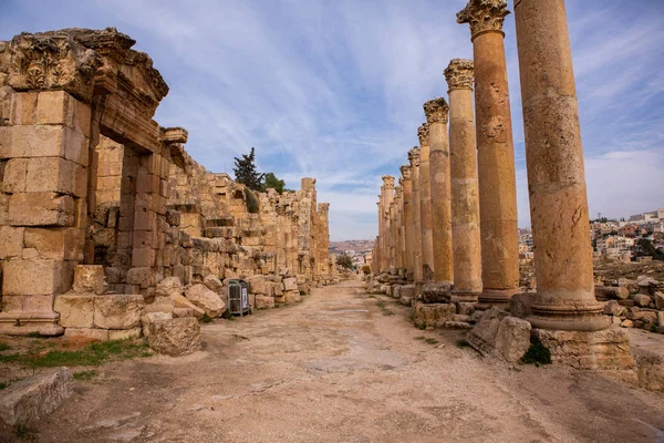 Ruínas Romanas Cidade Jordaniana Jerash Ruínas Assentamento Greco Romano Murado — Fotografia de Stock