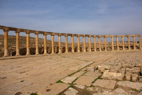 Ruínas Romanas Cidade Jordaniana Jerash Ruínas Assentamento Greco Romano Murado — Fotografia de Stock