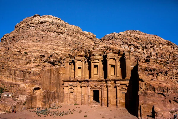 Schoonheid Van Rotsen Oude Architectuur Petra Jordanië Oude Tempel Petra — Stockfoto