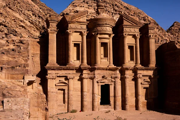Beleza Rochas Arquitetura Antiga Petra Jordânia Templo Antigo Petra Jordânia — Fotografia de Stock