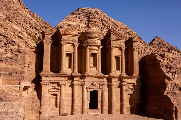 Beauté Des Rochers Architecture Ancienne Petra Jordanie Ancien Temple Petra — Photo