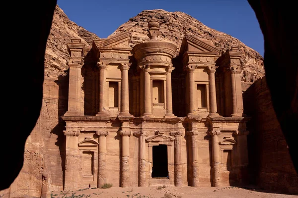 Beauté Des Rochers Architecture Ancienne Petra Jordanie Ancien Temple Petra — Photo