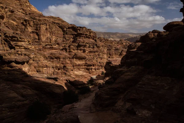 Schoonheid Van Rotsen Oude Architectuur Petra Jordanië Oude Tempel Petra — Stockfoto