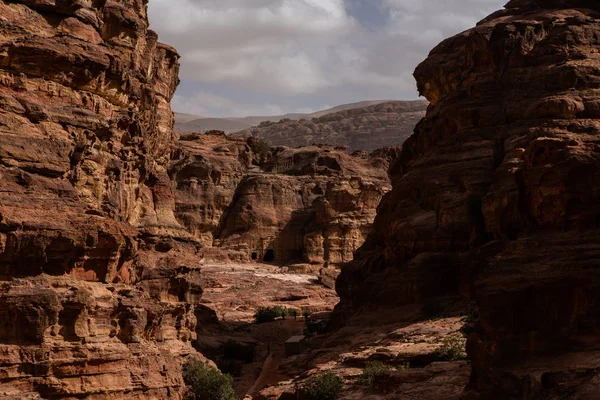 Schoonheid Van Rotsen Oude Architectuur Petra Jordanië Oude Tempel Petra — Stockfoto