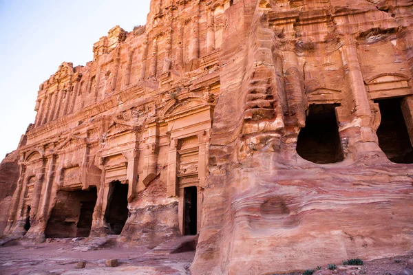 Beleza Rochas Arquitetura Antiga Petra Jordânia Templo Antigo Petra Jordânia — Fotografia de Stock