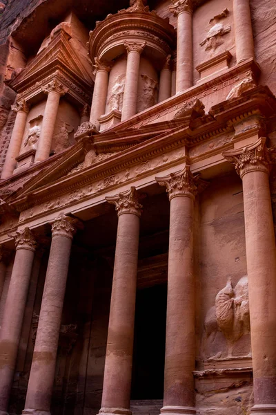 Schönheit Der Felsen Und Antike Architektur Petra Jordanien Alter Tempel — Stockfoto