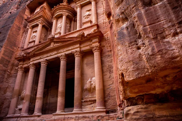 Belleza Rocas Arquitectura Antigua Petra Jordania Antiguo Templo Petra Jordania —  Fotos de Stock