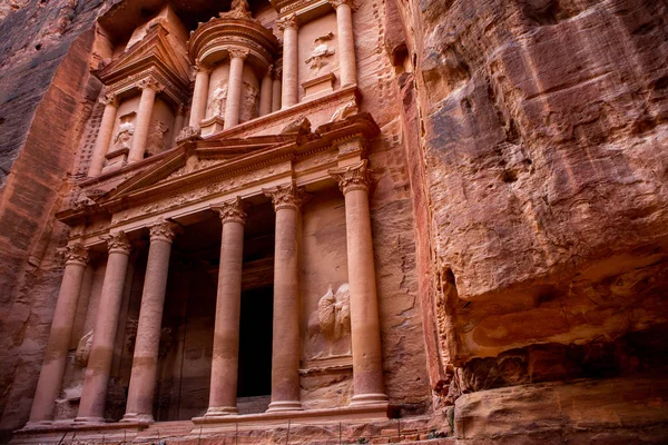 Schönheit Der Felsen Und Antike Architektur Petra Jordanien Alter Tempel — Stockfoto